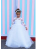 Beaded White Lace Tulle Flower Girl Dress